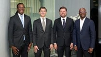 Tumelo Ramalebana (Puma Energy SA General Manager), Fadi Mitri (Puma Energy Head of Africa),Werner Van Wyk (MBHE Financial Director) and Ben Ouattara (Puma Energy Chief Operations Officer Africa) at the contract signing.