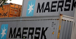 Maersk's logo is seen in stored containers at Zona Franca in Barcelona, Spain, November 3, 2022. REUTERS/Albert Gea//File Photo