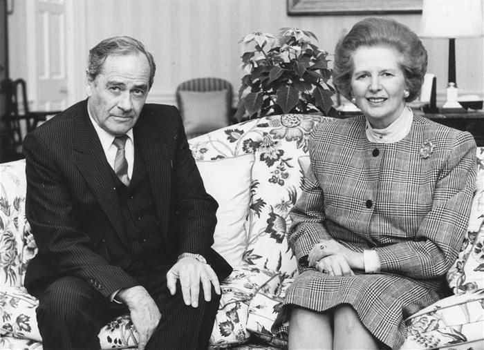 Image supplied. Former Beeld editor, Willem Wepener, with former British Prime Minister Margaret Thatcher