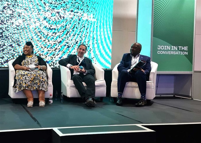 Drawing a picture of legal and regulatory perspectives with regards to ESG: (from left): Dr Siphiwe Mndaweni, CEO Office of Health Standards Compliance, Dr Brad Beira Director – Consulting & Risk Services: PWC and Dr Morgan Mkhatshwa, Head of Social Impact, Lenmed.