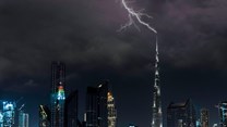 Source:  A photo taken of Dubai's skyline under a stormy sky in October 2020.