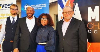 (L to r:) eQvest CEO, Nathaniel Bricknell, MACC Chairperson Angelo Tandy, Mathe Okaba, MACC Charter deputy-chairperson, and Rudy Kruger, CEO of the accelerator project at the launch of the MACC Fund