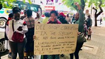 A protest organised by the Simunye Workers Forum in 2021. The Labour Appeal Court is to hear an appeal against a ruling that the forum be registered as a trade union. Archive photo: Kimberly Mutandiro / GroundUp