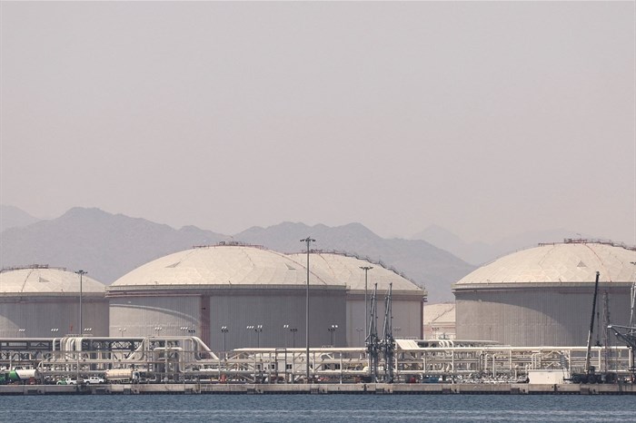 Oil containers at the Port of Fujairah, as the US-Israel conflict with Iran limits marine traffic in the Strait of Hormuz, in Fujairah, United Arab Emirates. Image credit: Reuters/Amr Alfiky/File Photo