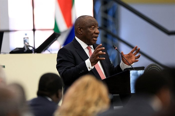 South African President Cyril Ramaphosa speaks to lawmakers in parliament, in Cape Town, South Africa, 14 May 2026. Reuters/Esa Alexander