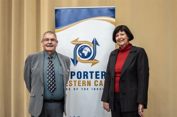 Source: Supplied | From left to right: Terry Gale, Chairman Exporters Western Cape, and Barbara Creecy, Minister of Transport.