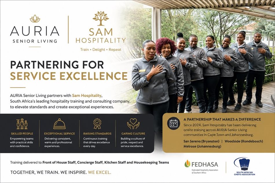 Auria Senior Living partners with Sam Hospitality to elevate service excellence across South Africa