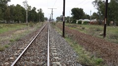 The gravel bed on the right is where part of the Transnet line was uplifted at Sterkstroom in late 2012. Photo: Steve Kretzmann / GroundUp