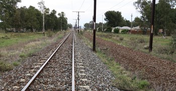 The gravel bed on the right is where part of the Transnet line was uplifted at Sterkstroom in late 2012. Photo: Steve Kretzmann / GroundUp