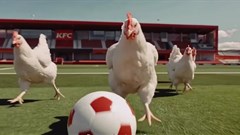 KFC brings chickens to the field. Source: YouTube.