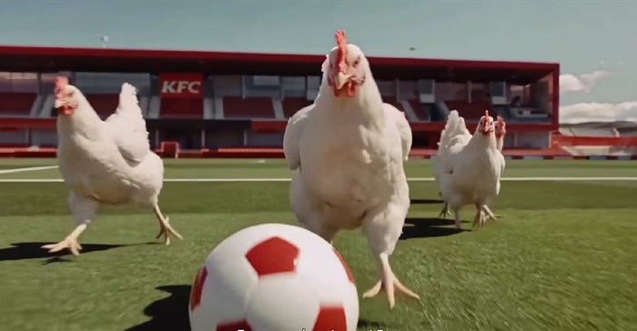 KFC brings chickens to the field. Source: YouTube.