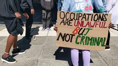 Housing activists protesting at the Cape Town Civic Centre in 2021. Archive photo: Liezl Human/GroundUp
