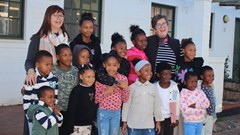 Teachers Tracey Billingham and Gabby Thompson with young learners.
