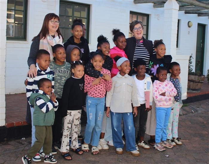 Teachers Tracey Billingham and Gabby Thompson with young learners.