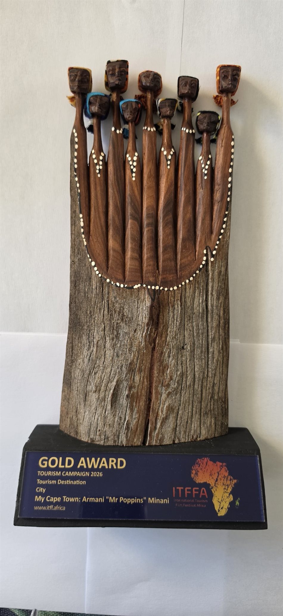 The 2026 International Tourism Film Festival Africa (ITFFA) trophies are custom-made, authentic, hand-crafted awards.