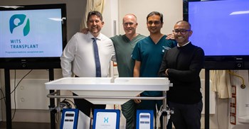 Left to right: Dr Bilal Bobat, Professor Jerome Loveland, Dr Sharan Rambarran and Dr Dinen Parbhoo — the transplant team at Wits Donald Gordon Medical Centre (WDGMC). Image supplied.