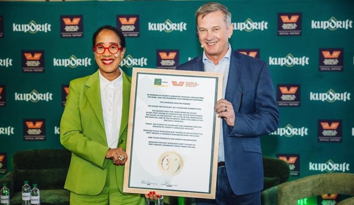 Andrea Quaye, marketing director at Heineken Beverages and Rian Oberholzer, CEO of SA Rugby. Image supplied