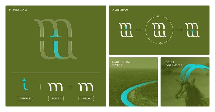 Rooted in Ntumbuluko, the ambigram monogram weaves the "T" of Tengile and the "MM" of MalaMala into a single continuous form. Inspired by the Sable Antelope and the confluence of the Sabie and Sand Rivers, it expresses balance through symmetry, harmony and interconnectedness.