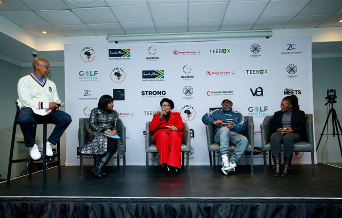 Source: Supplied | From left to right: MC OG Molefe, Founder Neo Peete, Circle of Global Business Woman Dr Sindiswa Mzamo, Head Destination Marketing & Communications at GTA Barba Gaoganediwe, ED at Gauteng Convention & Events Bureau Nonnie Kub