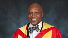 Professor Ntobeko Ntusi, SAMRC President and CEO, receives his Honorary Doctor of Medical Sciences degree from the University of Glasgow in Scotland. Source: