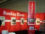 Sunday Times kiosk at the WAN conference in Cape Town. All conference delegates were given free copies of their new daily &quot;The Times&quot;.