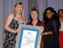 Paddi Clay of The Herald, center, won the Columnist category at the Vodacom Journalist of the Year Awards which were announced at a glittering function at Vodaworld on Sunday. With her are Dot Field (Chief Communications Officer: Vodacom Group) and judge Mary Papayya. Picture by Lettie Ferreira.