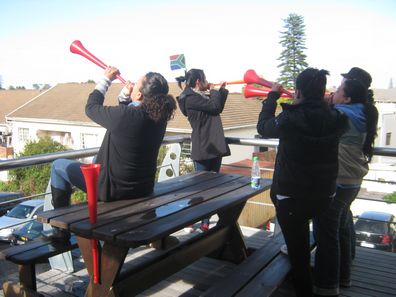 Bizcommunity staff blow their vuvuzelas!