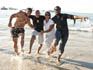 Kieno Kammies, Africa Melane, Jessica Morkel and Duane Vermeulen frolic in the sea at Moonstruck