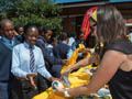 “Phefeni Senior Secodary School learners receiving McDonalds McMuffins breakfast”