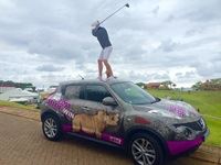 Professional South African golfer Cherry Moulder posted this selfie with First Car Rental's Rhino Orphanage car.